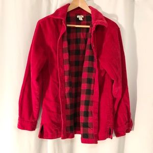 L.L. Bean Red Comfort Corduroy Big Shirt, Lined